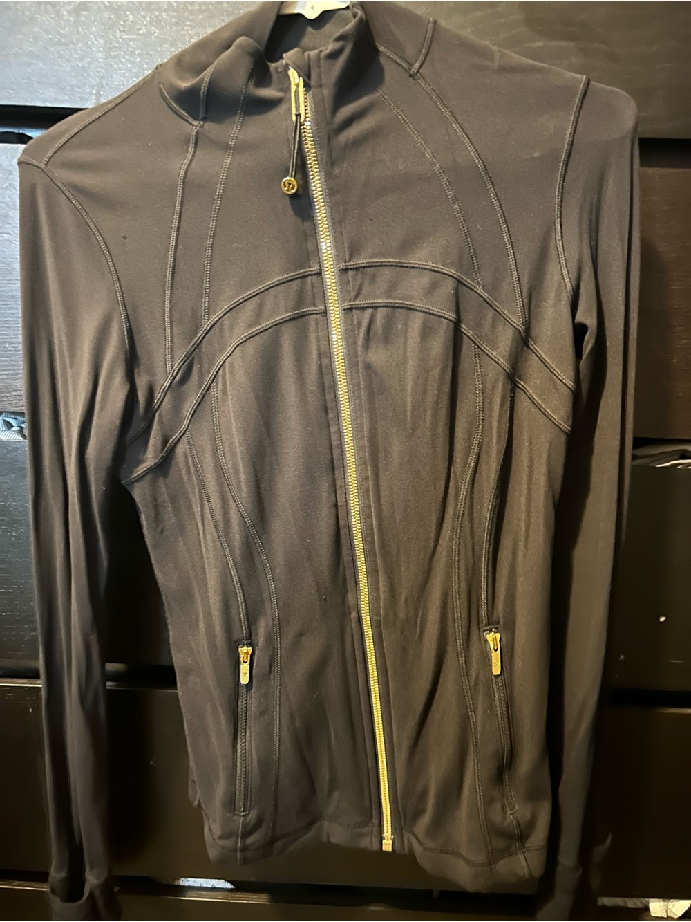 lululemon athletica Black Lightweight Zip Jacket with Gold Zippers
